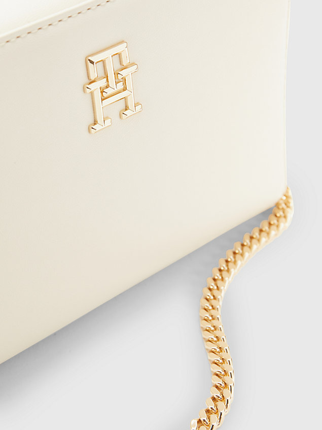 beige chain strap monogram crossover bag for women tommy hilfiger