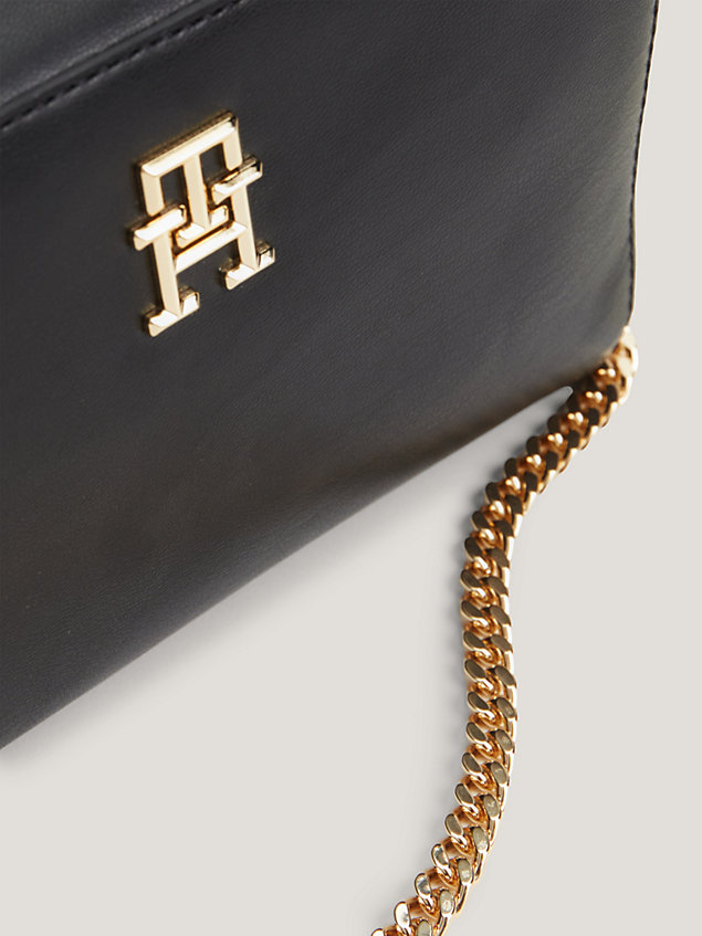 black chain strap monogram crossover bag for women tommy hilfiger