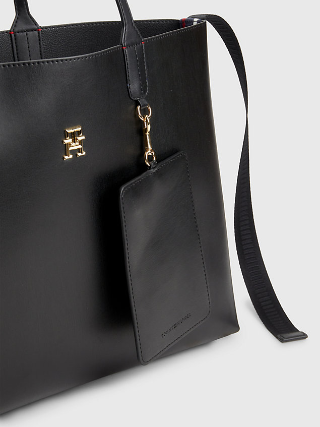black iconic monogram tote for women tommy hilfiger