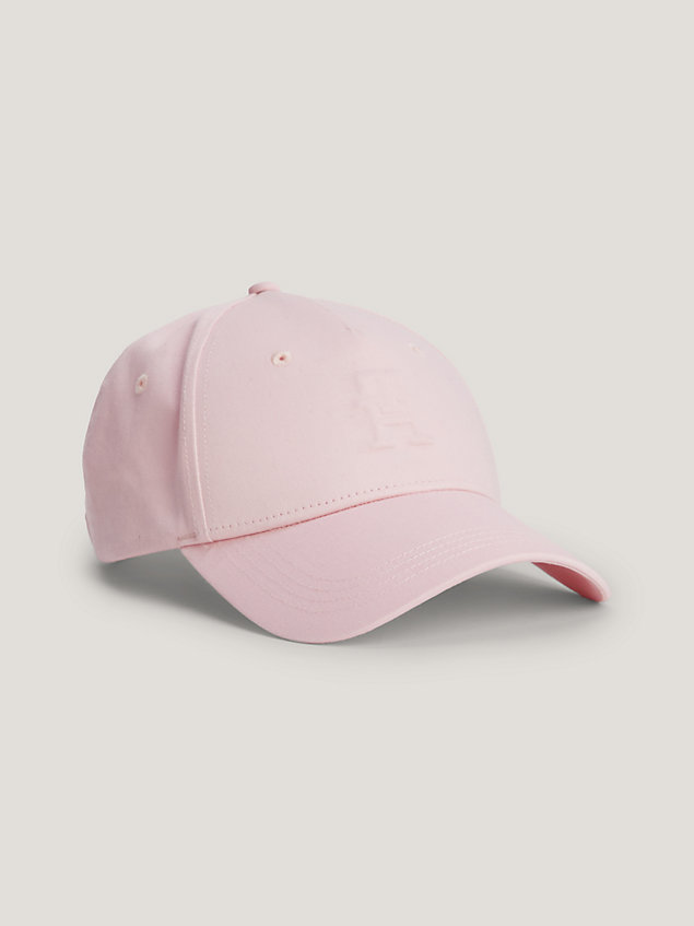 gorra de béisbol iconic con monograma pink de mujer tommy hilfiger