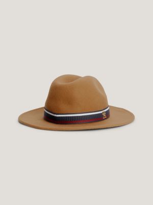 Signature Tape Monogram Wool Fedora Khaki Tommy Hilfiger