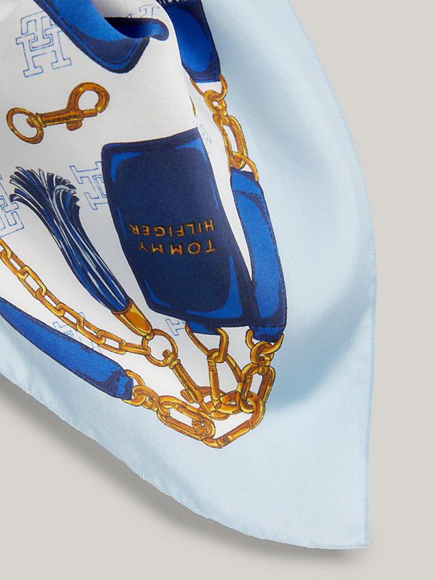 blue iconic zijden bandana-sjaal voor dames - tommy hilfiger