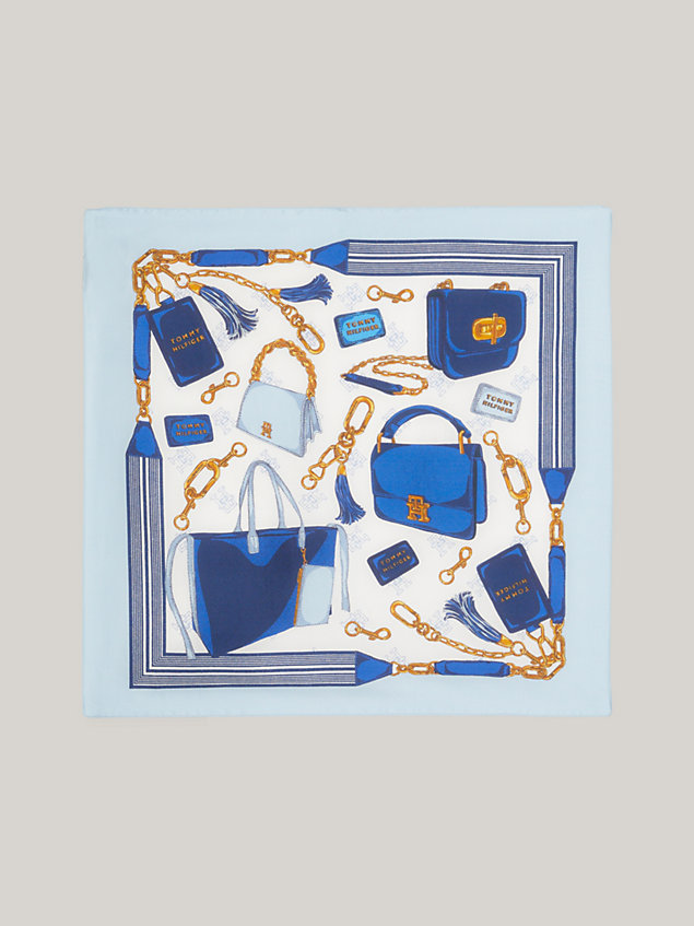 foulard iconic in seta blue da donna tommy hilfiger