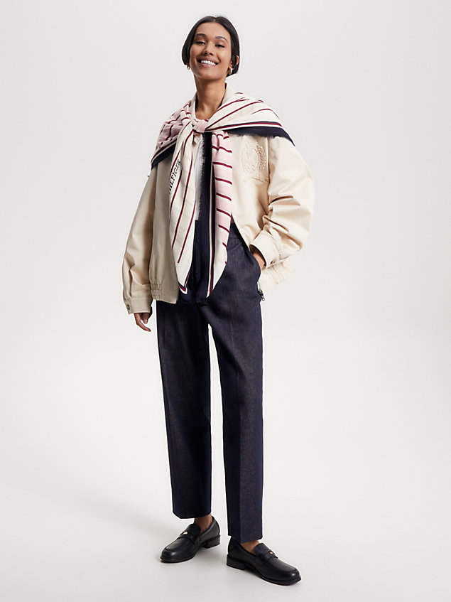 pink stripe square scarf for women tommy hilfiger
