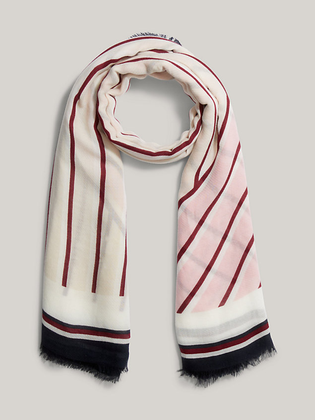 pink gestreepte vierkante sjaal voor dames - tommy hilfiger