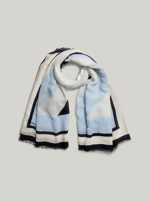 blue iconic vierkante sjaal met monogram voor dames - tommy hilfiger