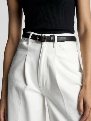 Casual Ledergürtel mit ovaler Schnalle | Schwarz | Tommy Hilfiger