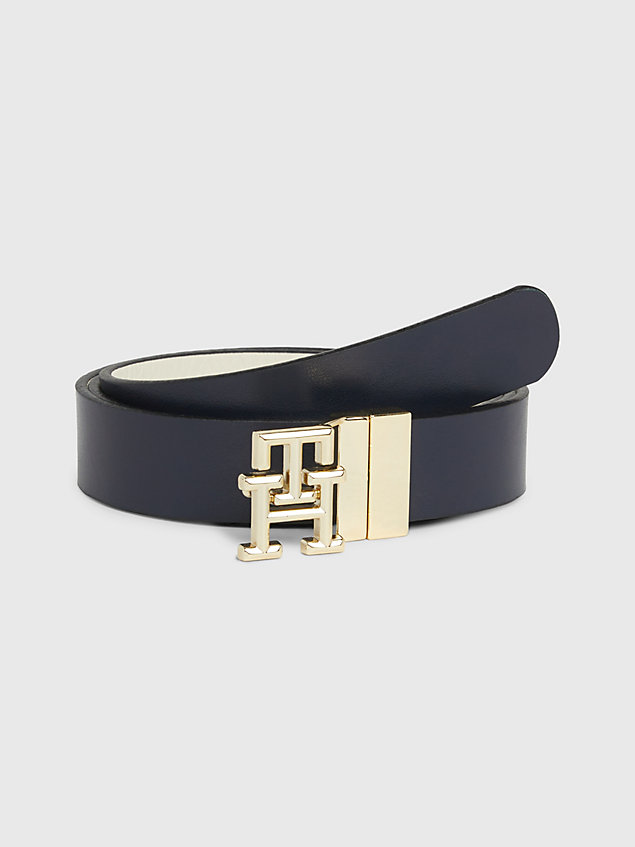 blue reversible monogram leather belt for women tommy hilfiger