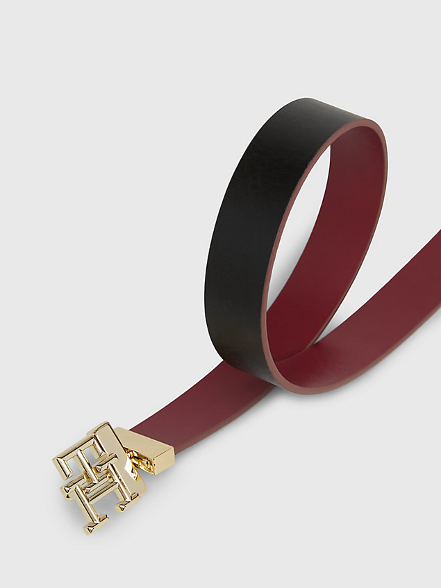 red reversible monogram leather belt for women tommy hilfiger