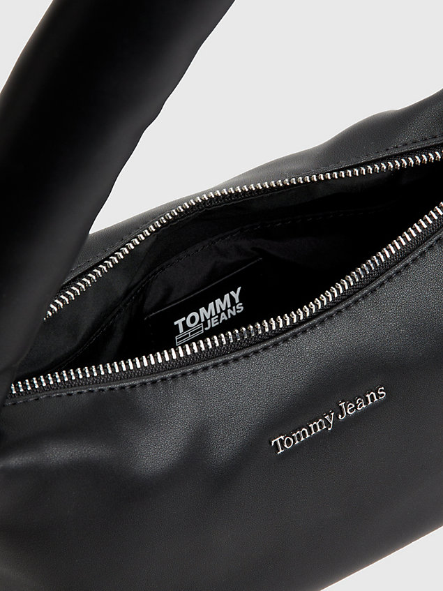black schultertasche mit gepolstertem riemen für damen - tommy jeans