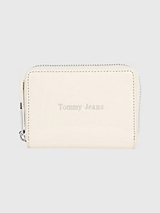 yellow patent logo small zip-around wallet for women tommy jeans