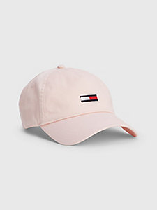 cappello da baseball con bandiera ricamata rosa da donna tommy jeans