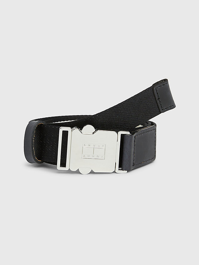 black recycled webbing repeat logo belt for women tommy jeans