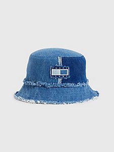 blue heritage badge denim bucket hat for women tommy jeans