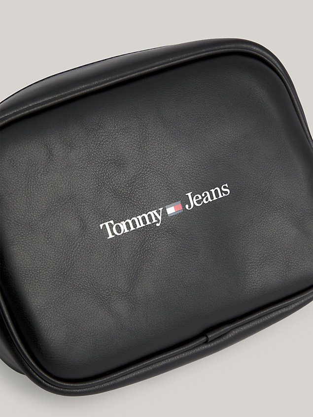 black crossbody-cameratas met logo voor dames - tommy jeans