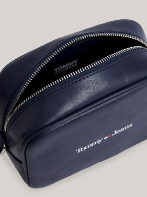 blau crossbody-kameratasche mit logo für damen - tommy jeans