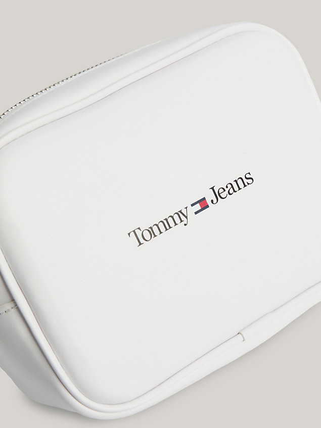 white crossbody-cameratas met logo voor dames - tommy jeans