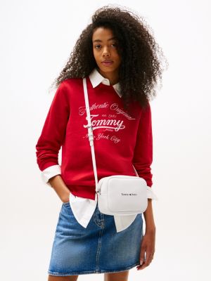 weiß crossbody-kameratasche mit logo für damen - tommy jeans