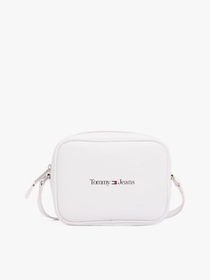 white crossbody-cameratas met logo voor dames - tommy jeans