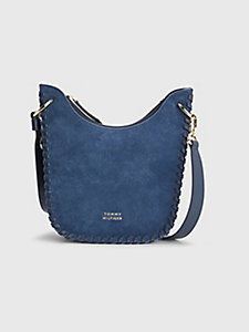 niebieski zamszowa torebka na ramię dla kobiety - tommy hilfiger