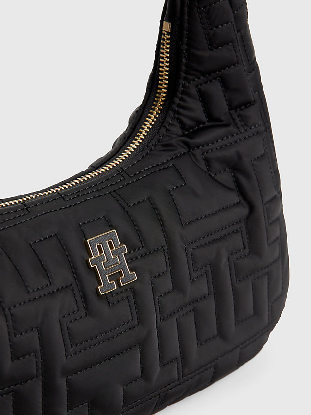 black chic monogram recycled hobo shoulder bag for women tommy hilfiger