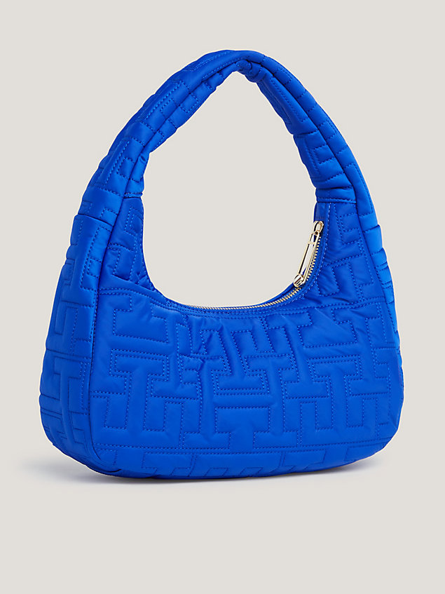 blue chic monogram recycled hobo shoulder bag for women tommy hilfiger