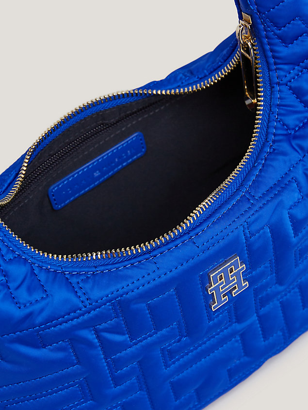 blue chic monogram recycled hobo shoulder bag for women tommy hilfiger