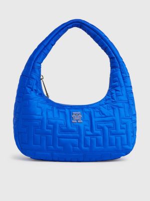 Chic hobo schoudertas met monogram Blauw Tommy Hilfiger