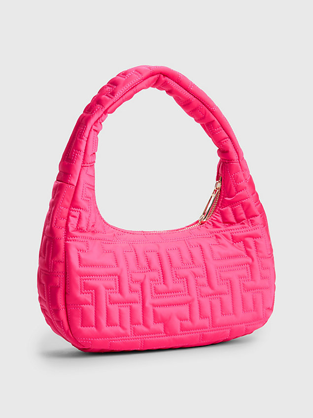 pink chic hobo-schultertasche mit monogramm für damen - tommy hilfiger