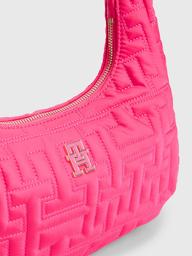 pink chic hobo-schoudertas met monogram voor dames - tommy hilfiger