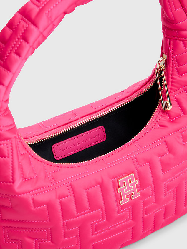 pink chic hobo-schoudertas met monogram voor dames - tommy hilfiger