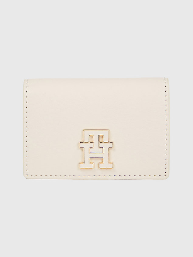 beige chic monogram concertina card holder wallet for women tommy hilfiger