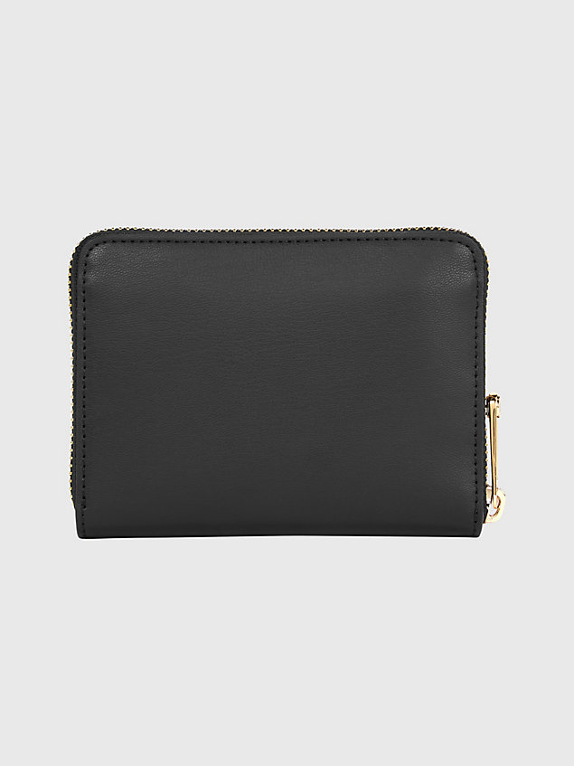black iconic monogram medium zip-around wallet for women tommy hilfiger