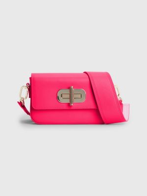 Turnlock leren crossbodytas Roze Tommy Hilfiger