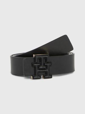 Luxe Leather Gürtel mit Monogramm-Schnalle | Tommy Hilfiger | Schwarz