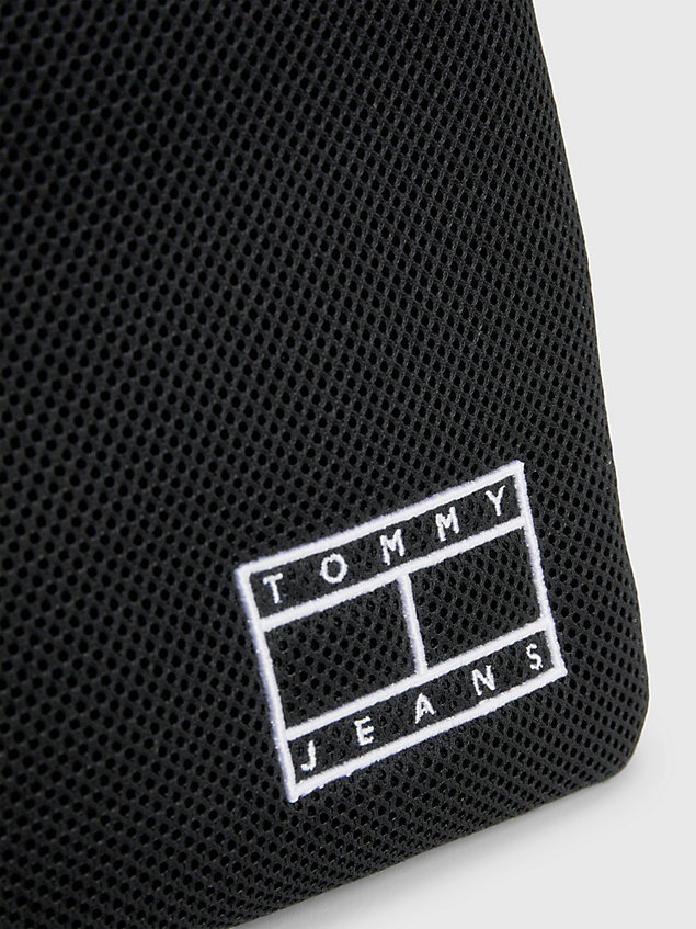 black tommy jeans item tote-bag aus mesh für damen - tommy jeans
