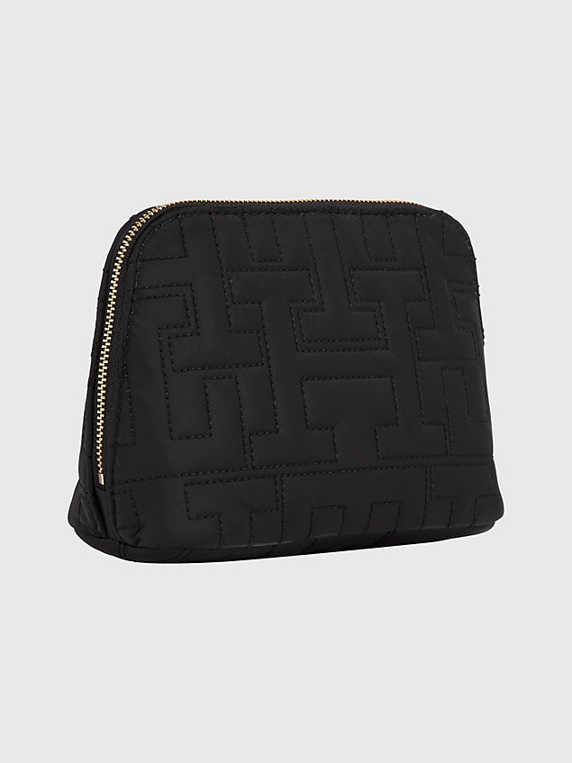 black chic recycled monogram quilting washbag for women tommy hilfiger