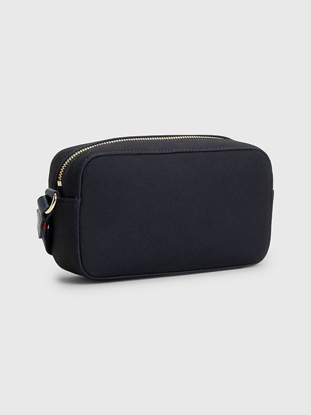 blue iconic recycled twill camera bag for women tommy hilfiger