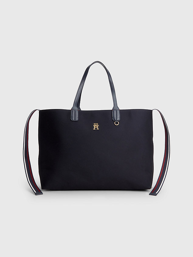 blue iconic shopper van gerecycled twill voor dames - tommy hilfiger