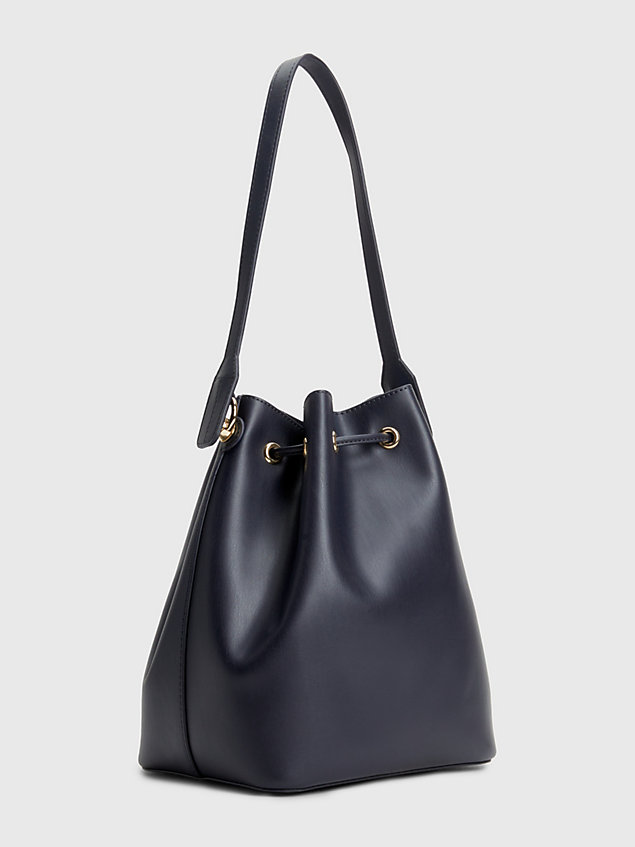 blue iconic drawstring bucket bag for women tommy hilfiger
