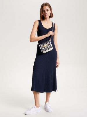 Turn Lock CrossbodyTasche aus Leder Blau Tommy Hilfiger