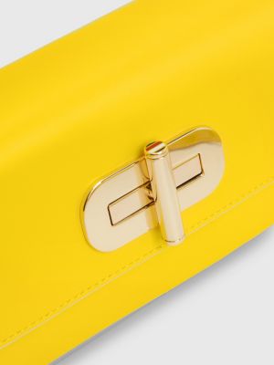 Turn Lock Leather Monogram Strap Bag YELLOW Tommy Hilfiger