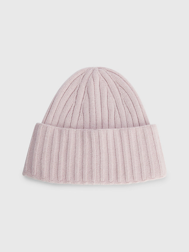 pink iconic monogram embroidery beanie for women tommy hilfiger