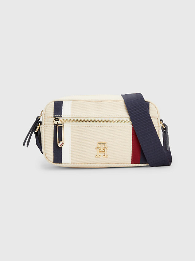 beige iconic signature recycled camera bag for women tommy hilfiger