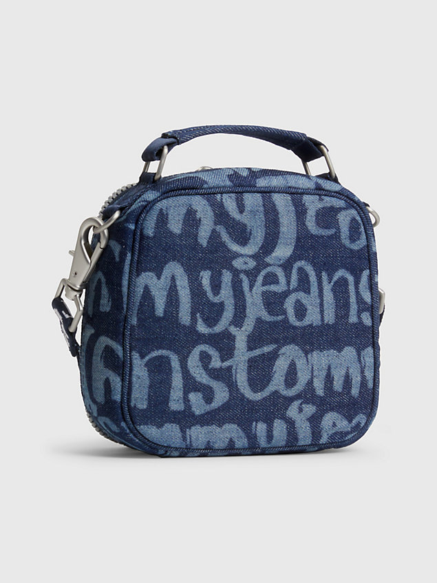 blue heritage spell-out denim crossover bag for women tommy jeans