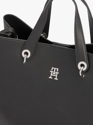 black th emblem satchel for women tommy hilfiger