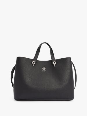 black th emblem satchel für damen - tommy hilfiger