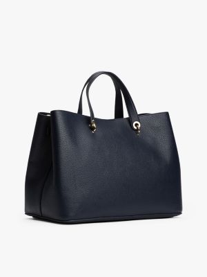 blau th emblem satchel für damen - tommy hilfiger