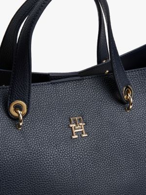 blau th emblem satchel für damen - tommy hilfiger