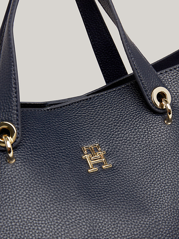blue th emblem satchel for women tommy hilfiger